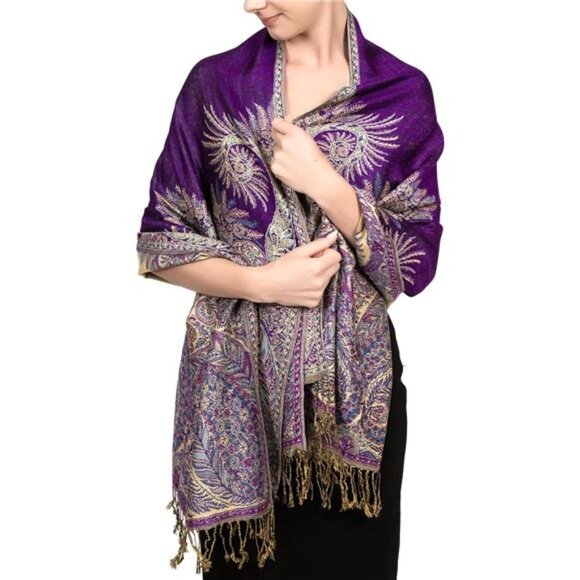 Reversible Paisley Scarf, Purple